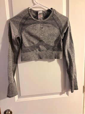 Gymshark Gray Seamless Long Sleeve Crop Top - Heathered Gray
